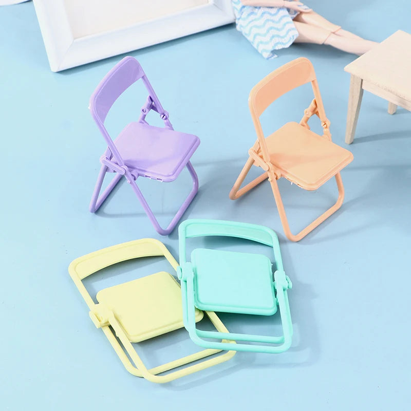 1Pc Mini Chair 1:12 Dollhouse Miniature Chair Plastic Armchair Folding Chair Simulation Furniture Doll House Decor Accessories
