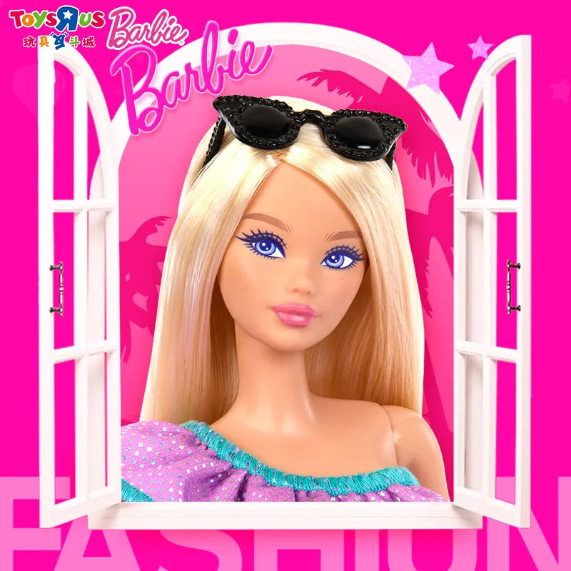 Original Mattel Barbie Braid Doll Fashion Dressing And Matching Barbie Charm Gift Box Odile Face Model Toy Girl Birthday Gift