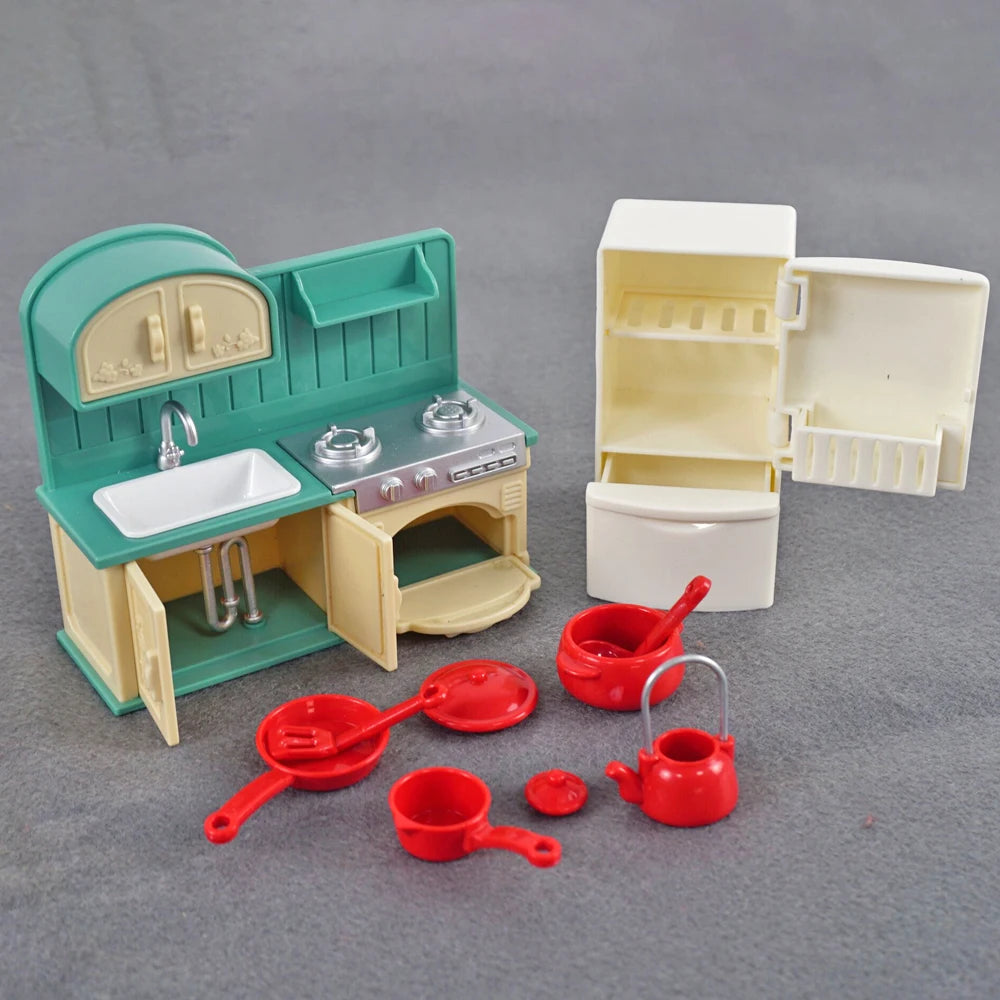 Forest Family Doll 1:12 Dollhouse Kitchen Accessories Mini Model Reindeer Animal Miniature Furniture Pretend Play For Girl Gifts