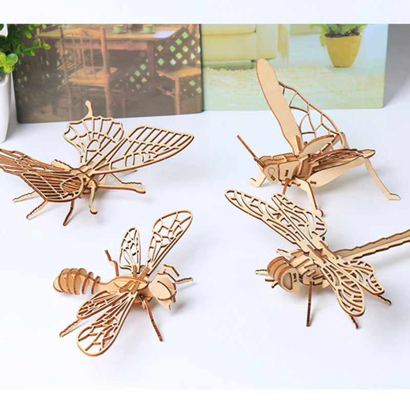 3D Wooden Puzzle Toys Insect Animal Skeleton Assembly Model Puzzle Games DIY Wooden Crafts STEM Toys for Kids Adults Teens