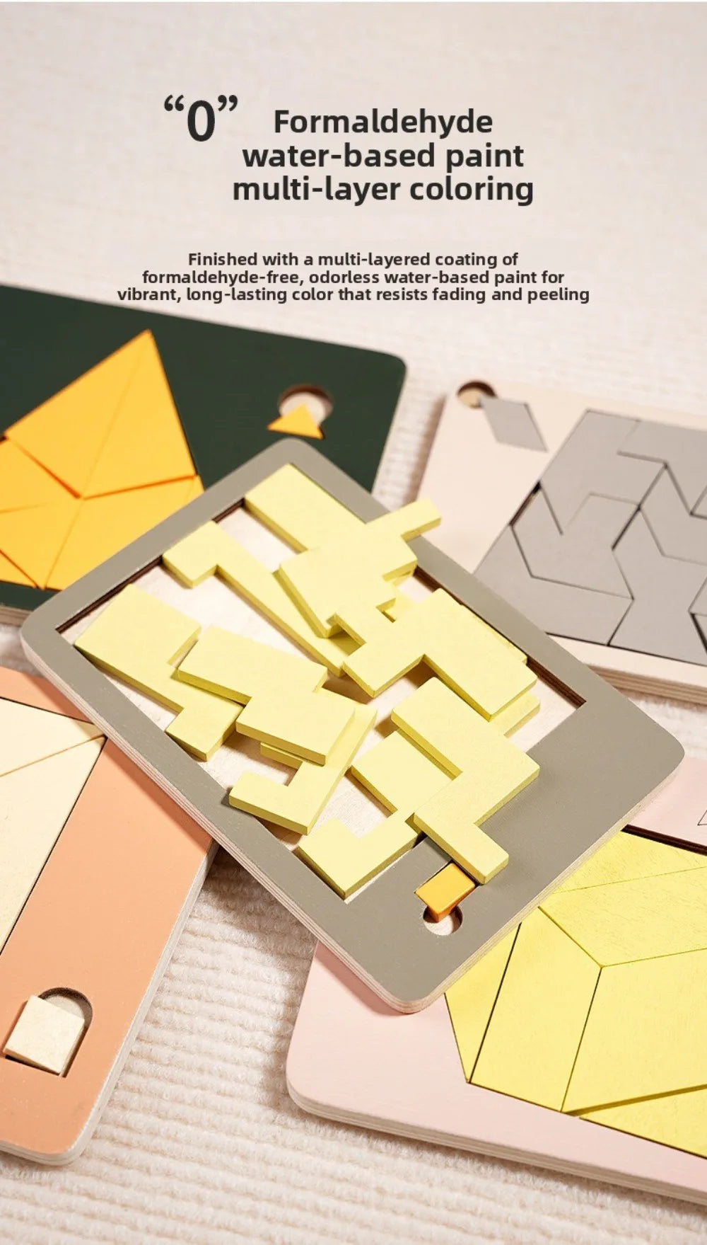 Irregular Shape Triangle Puzzle Colorful Logic Training Wooden Block Puzzle Montessori Three-Dimensional Brain Teaser Game
