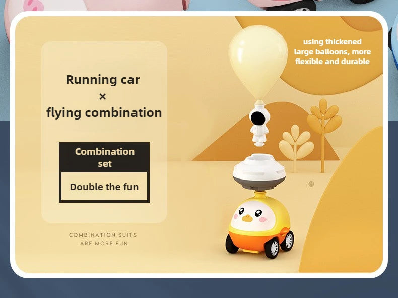 Children Air Power Vehicle Funny Science Experimen Cartoon Animals Aerodynamic Flying Balloon Car Kids Educational Puzzle Toys