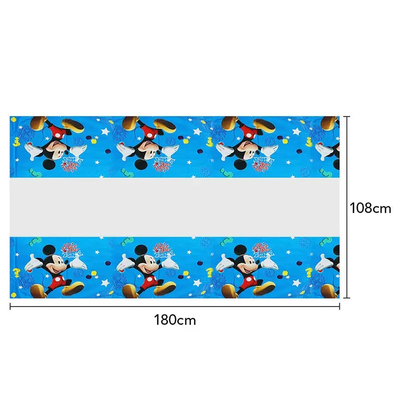 Mickey Mouse Birthday Party Decoration Blue Mickey Tableware Cups Plates Balloons Backdrop Pannents Gift Bag Kids Party Supplies