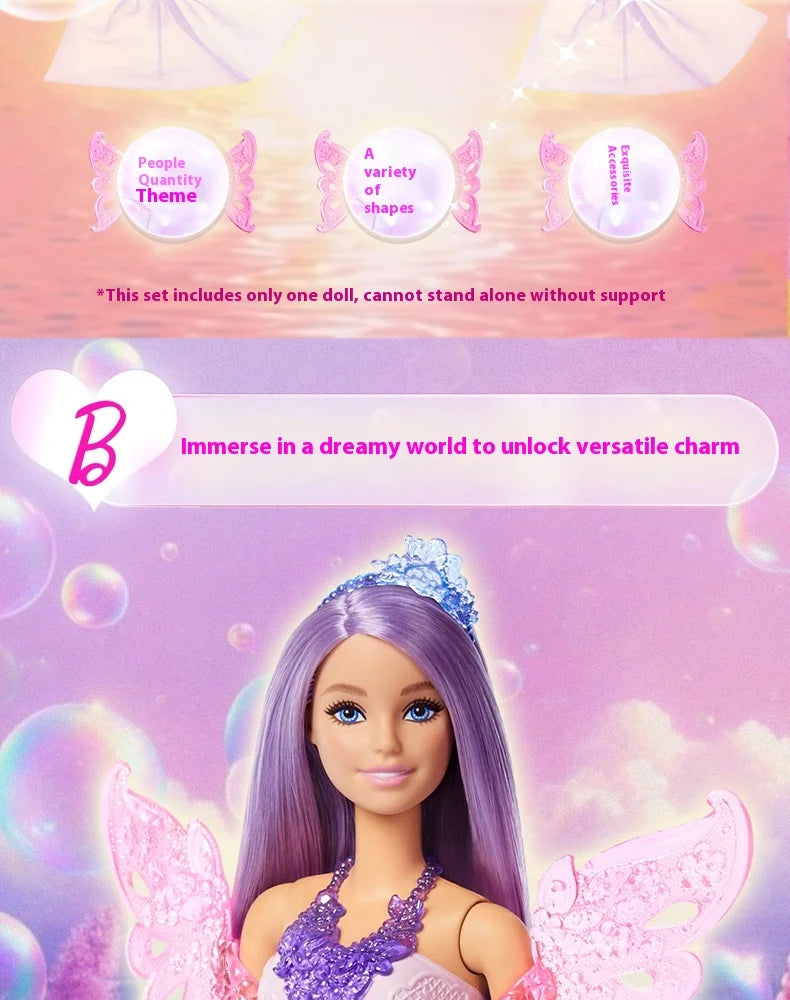 Original Barbie Doll Princess Costume Playset Children's Dress-Up Toy Fairy Tale Series Mermaid Storytime Girls Imaginative Play