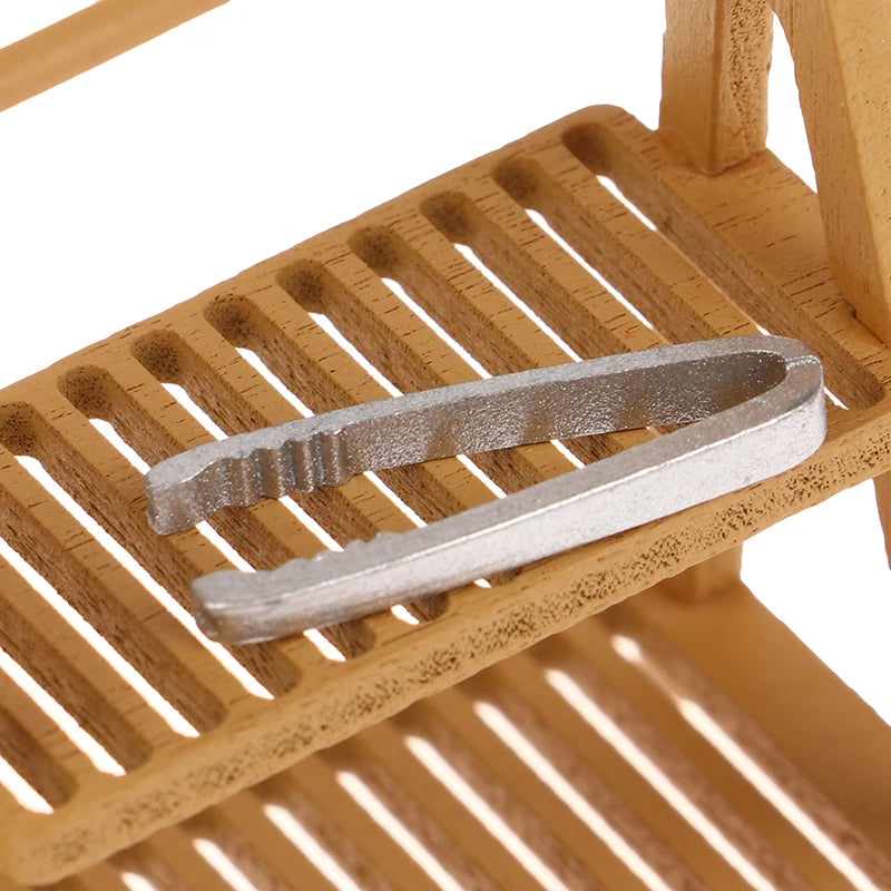 1Pcs Dollhouse Miniature furniture Display Shelf Bread Rack Cake Shelf Storage with Tongs DIY Bakery Shop Decor Doll House Toys