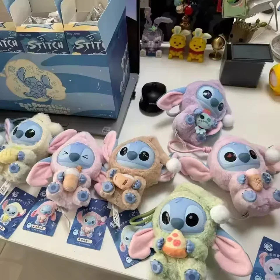 Disney Stitch 'Eat before Sleep' Mystery Box Kawaii Vinyl Figure Keychain Cute Plush Doll Christmas Surprise Gift