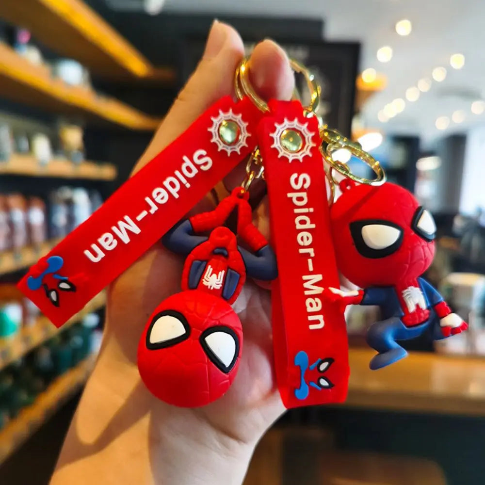 Classic SpiderMan Keychain Pendant Disney Marvel Amazing Inverted Silk Stereo Doll Car Hanging Decor Keychain Birthday Gift Toys