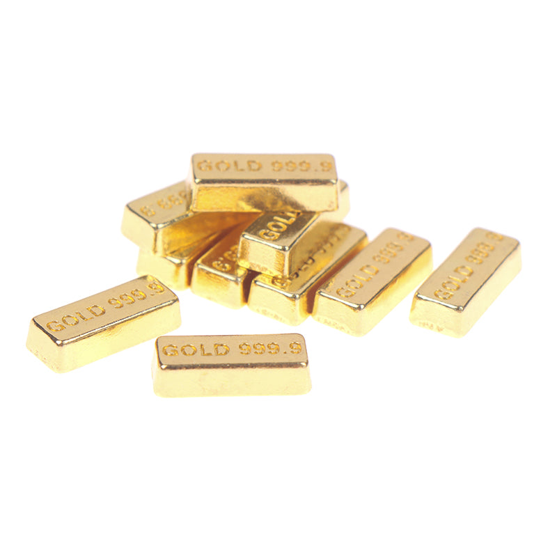 10pcs/set 1:12 Dollhouse Miniature Gold Bars Coin Model Doll House Decor Toys
