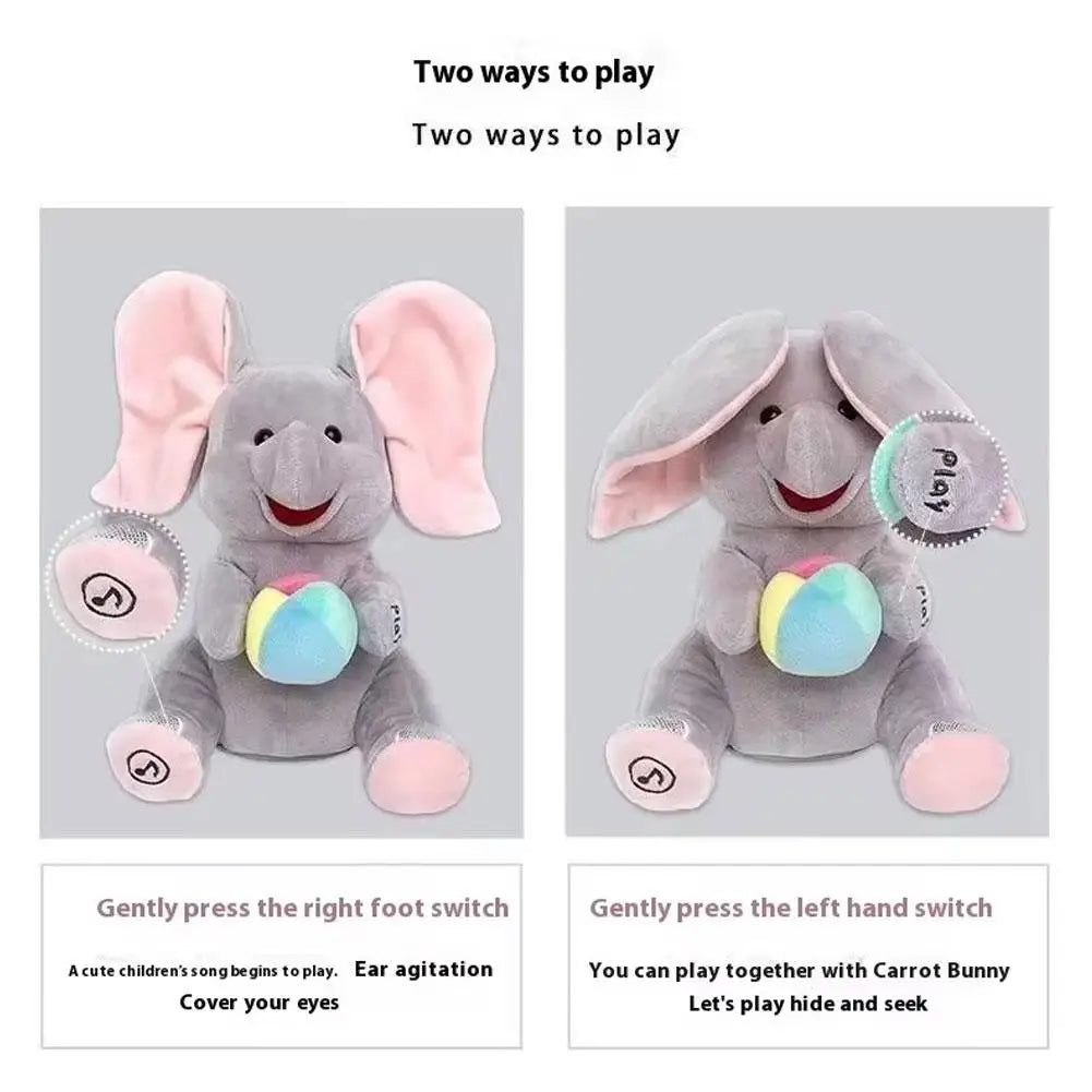 Hide-and-seek Elephant Plush Toy Flapping Ears With Cheerful Songs Elephant Soft Soothing New Born Gift For 3-12 Months Gifts