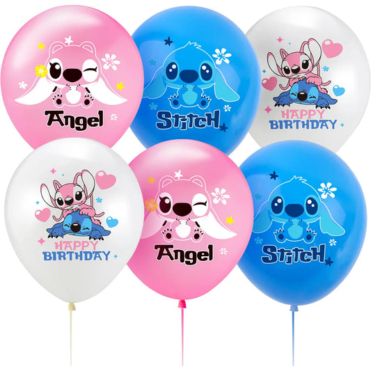 12pcs 12inches Cute Stitch Balloon Disney Party Decorations Kawaii Stich Anime Accessories Birthday Gifts for Children Toys