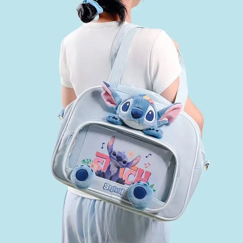 Disney Stitch Cartoon Shoulder Bag Cute Anime Tote Bag Casual Daily Purse Fashion Handbag Kawaii Girl Shopping Bag wholesale