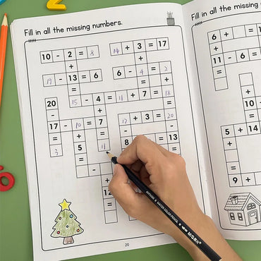 1 Set Math Workbook for Kids Ages 5-8 Math:Math Crossword Puzzles Addition and Subtraction Workbook