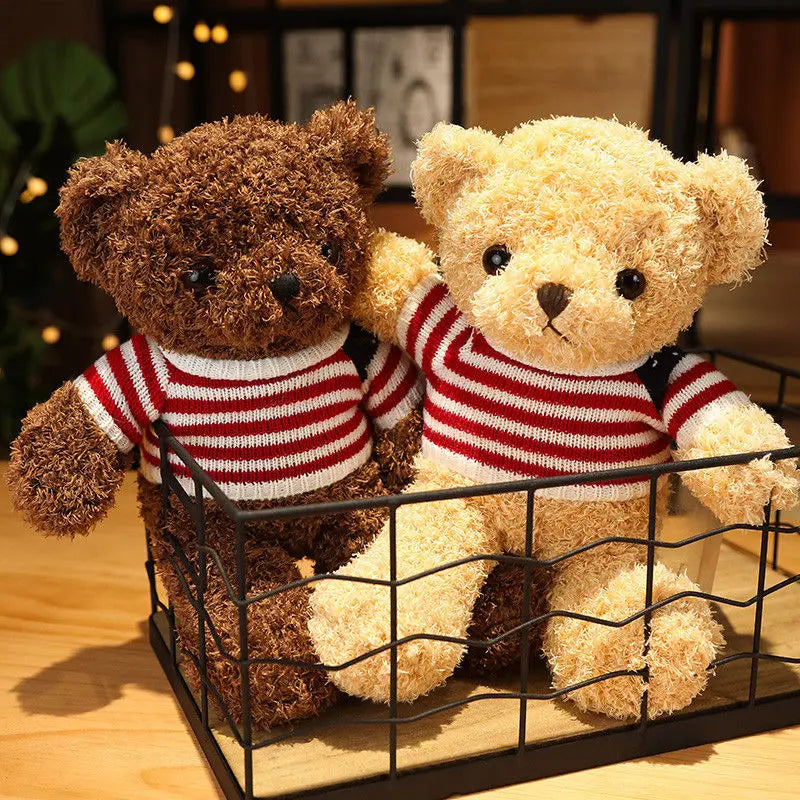 Cute Teddy Bear Plush Toy Stuffed  Animal Bear with Weater/Heart Soft Doll Kids Toys Birthday Gift