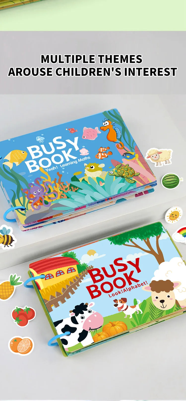 1Set Cartoon Quiet Book Montessori Busy Book with Animal Recognition Puzzle Interactive Game Cards for Preschool DIY Puzzle Book