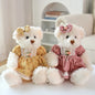 2pcs/lot 26cm Lovely Couple Teddy Bear Peluche Toys Kawaii Dress Bear Dolls Stuffed Soft Toy for Girls Baby Girlfriend Gifts