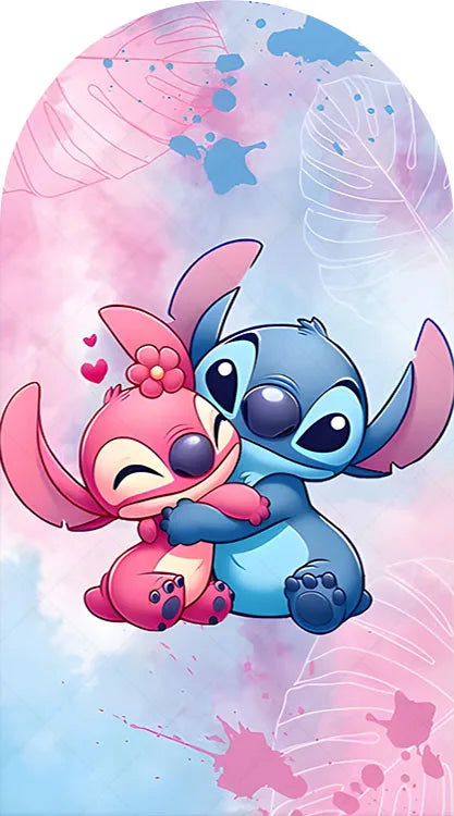 Arch Cute Stitch and Angel Theme Background Kids Birthday Party Backdrop Polyester Arch Banner Photography Props