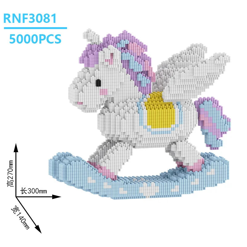 2026 Year of Horse Unicorn Building Blocks Cute Pegasus 3D Puzzle Educational Toy Gift for Kids