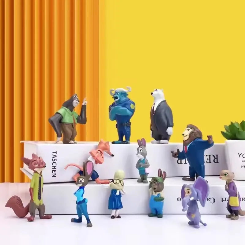 @@ 12pcs/set  Disney Zootopia Animals Action Figure Toys Rabbit Judy Hopps Fox Nick Wilde Movie Kids Gift Collection Figures