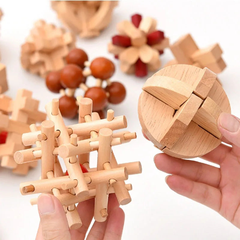 Wooden Luban Lock Unlock Interlock Game Brain Teaser Puzzle Inteligencia Rompecabezas 3D De Madera Montessori Educational Toys