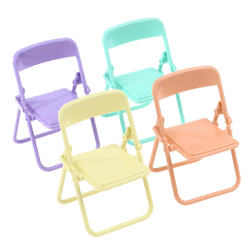1Pc Mini Chair 1:12 Dollhouse Miniature Chair Plastic Armchair Folding Chair Simulation Furniture Doll House Decor Accessories