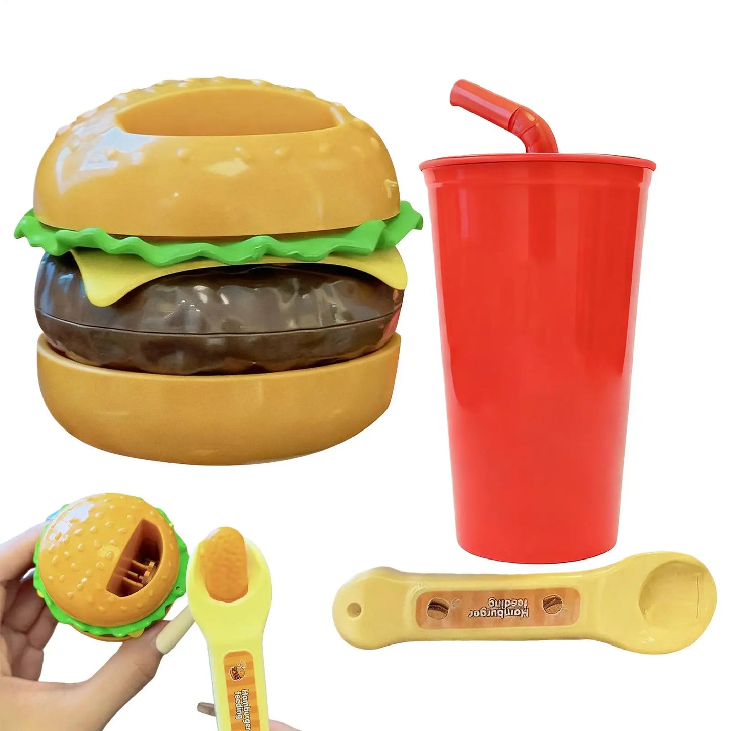 NEW Food Feeding Toy Simulation Food Pudding Hamburger For Doll Classic Toy Kids Kitchen Toys Role Play Early Education