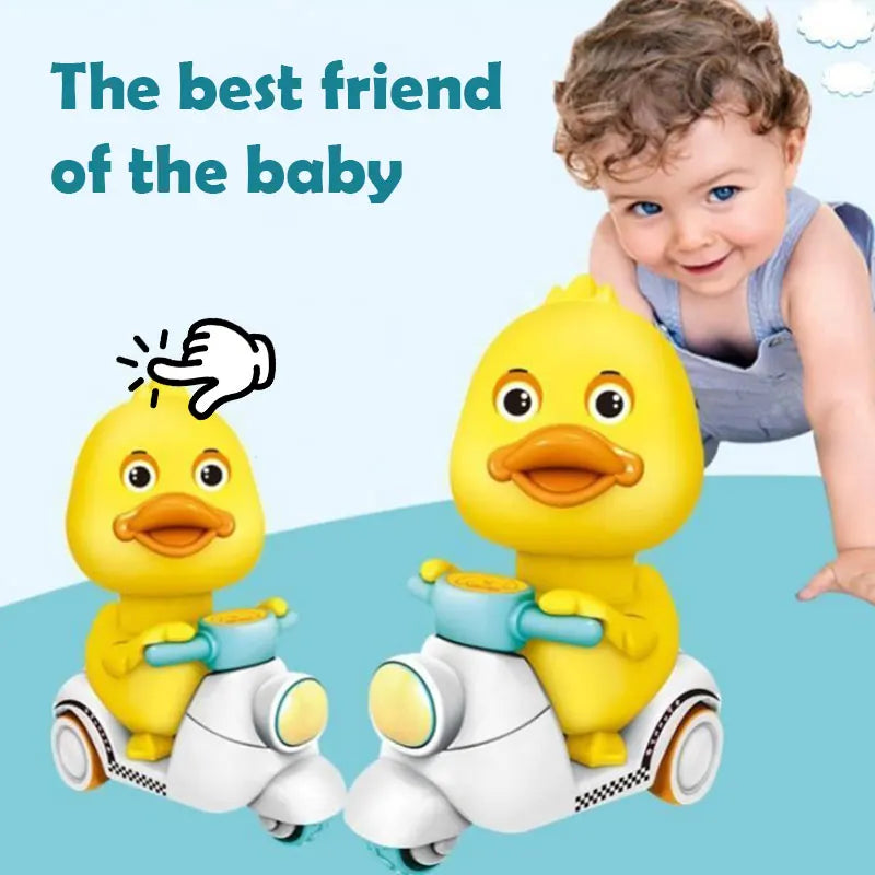 Cute Stunt Press Yellow Duck Walk Toy (No Battery)