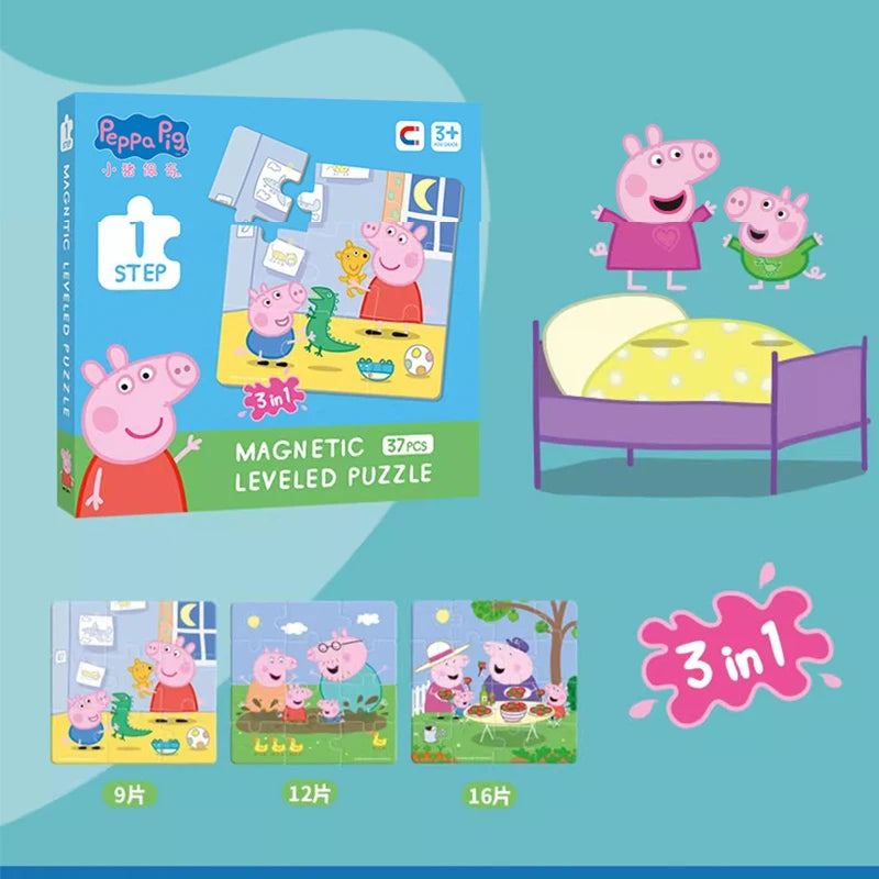 Peppa Pig Magnetic Puzzle Children's early Education Educational Toys George Character Cartoon Puzzle Birthday Gift