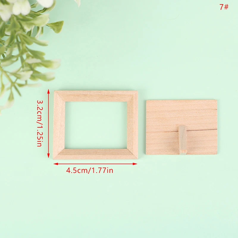 1:12 Dollhouse Miniature Photo Frame With Rear Cover Simulation Furniture Model Living Scene Decor Toy Doll House Accessories