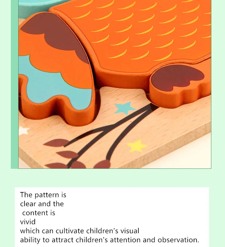 Good Quality 3D Wooden Puzzle Jigsaw for Children Cartoon Animal Puzzles Intelligence Kids Early Educational Cognitive Toys