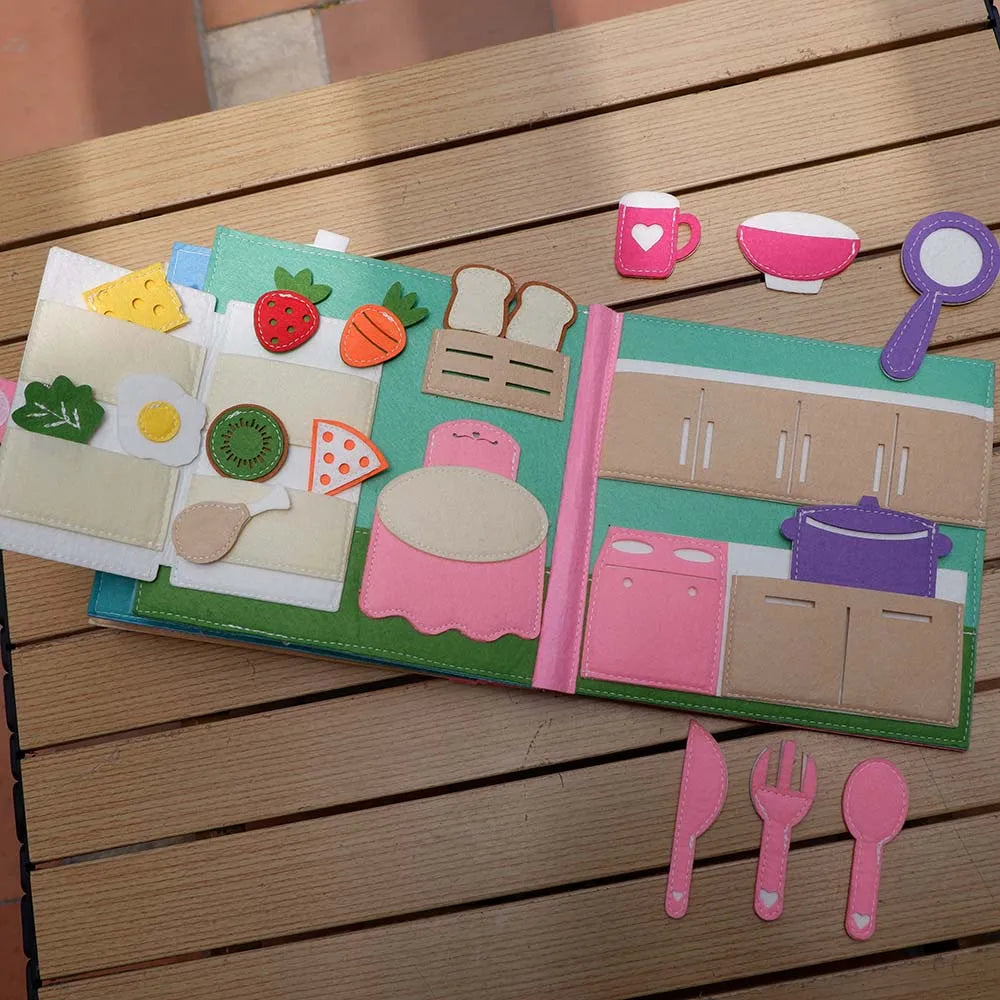 Montessori Sensory Busy Board Quiet Felt Book For Early Activity Learning Book Little Doll House Handmade Felt Books For Travel