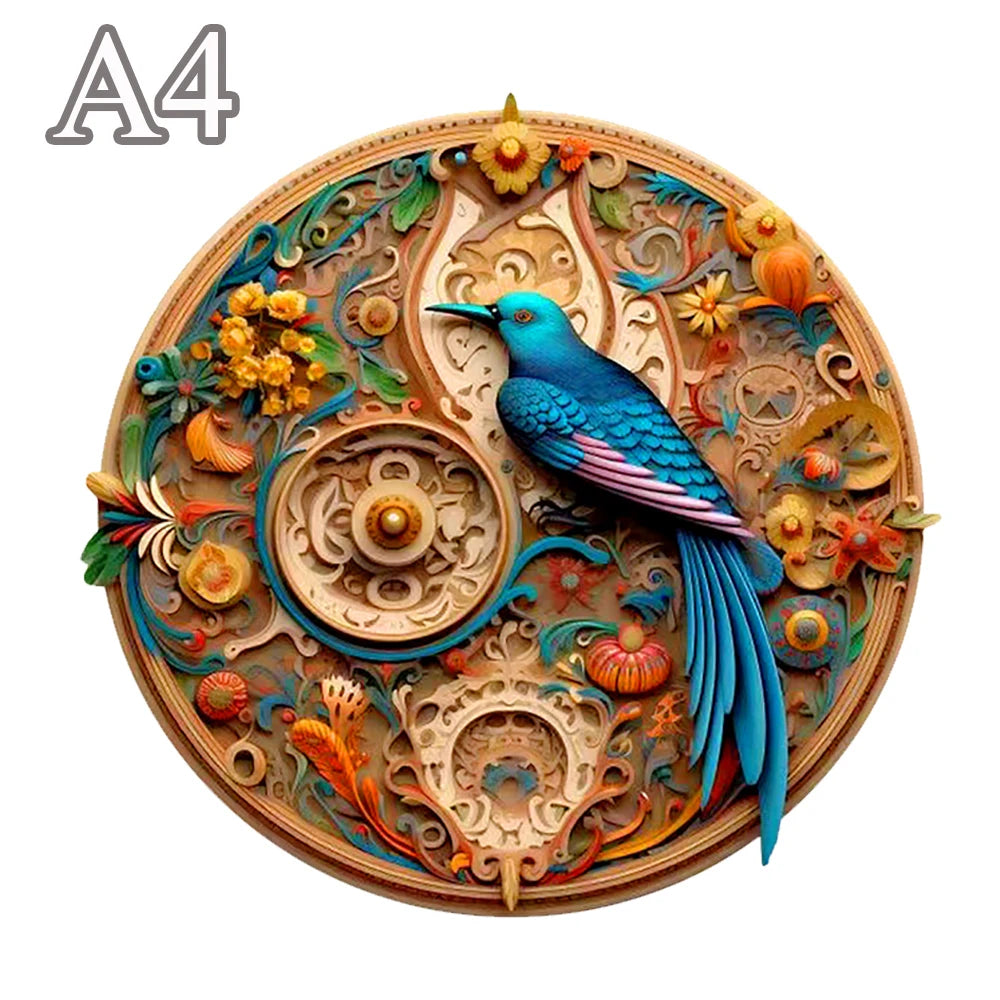 Adult and Children's Animal Wooden Puzzle Refined Bird Figure A3 A4 A5 3D Wooden Crafts Circular Festival Gift Children's Toys
