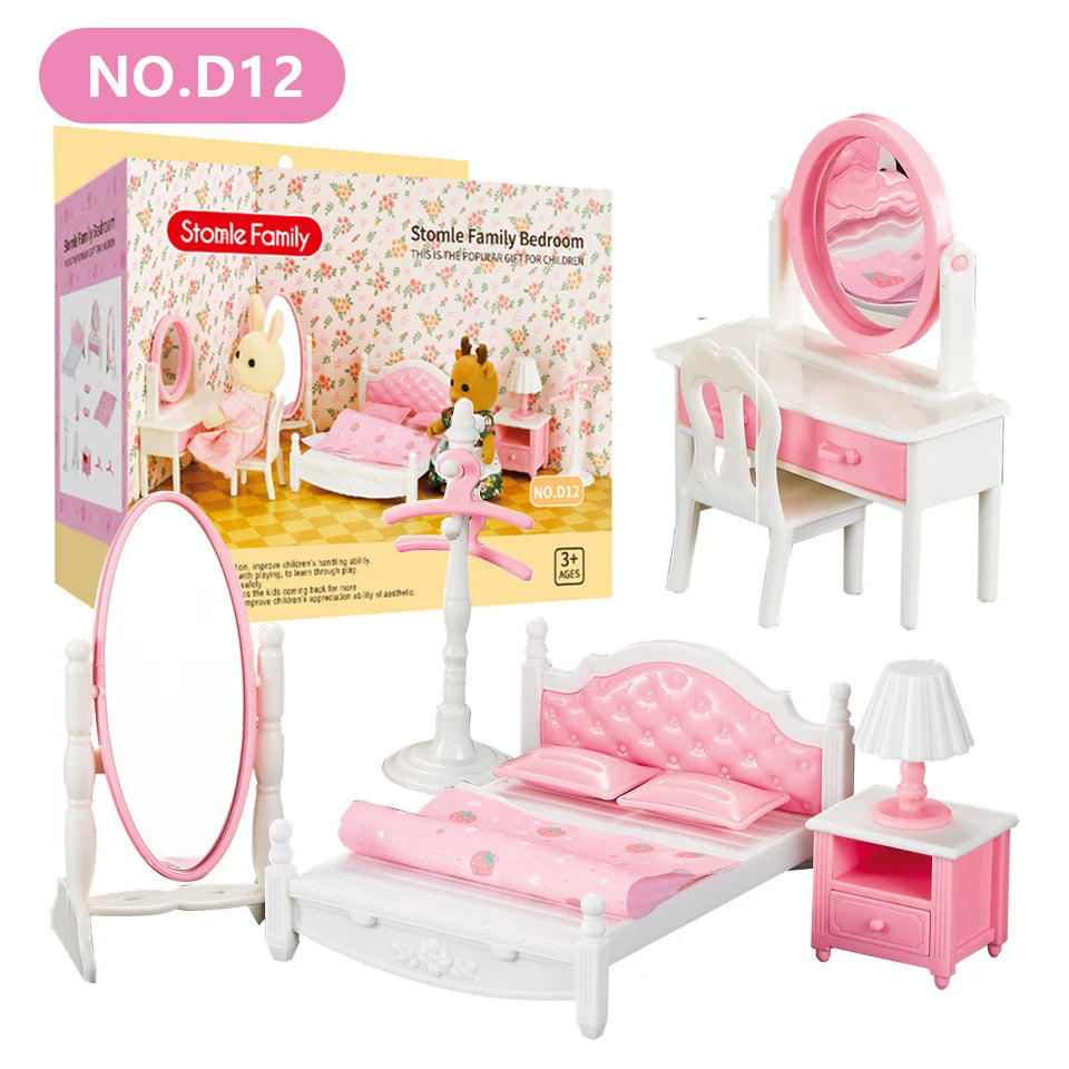 Forest Family Doll 1:12 Dollhouse Kitchen Accessories Mini Model Reindeer Animal Miniature Furniture Pretend Play For Girl Gifts