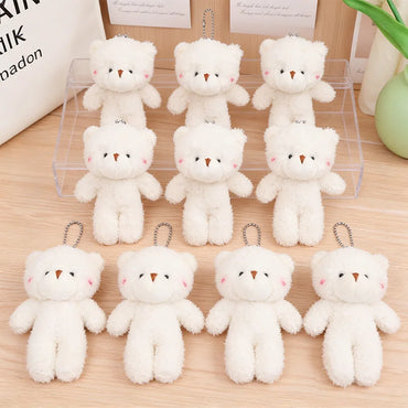 10 Pcs Mini Stuffed Plush Bears Cute Animal Tiny Bear Doll Toy Keychain Bag Pendant Ornament Soft Stuffed Toy Girl Party Gift