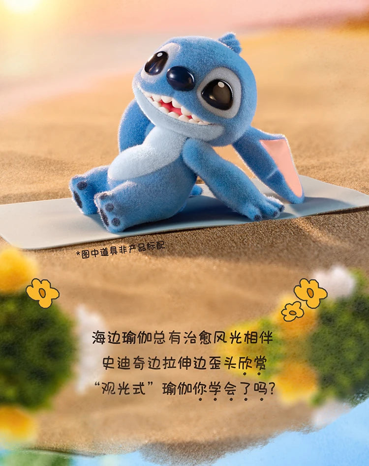 New Toptoy Disney Stitch Energetic Yoga Random Blind Box Series Flocked Figurine Cute Anime Peripheral Doll Collectible Gifts