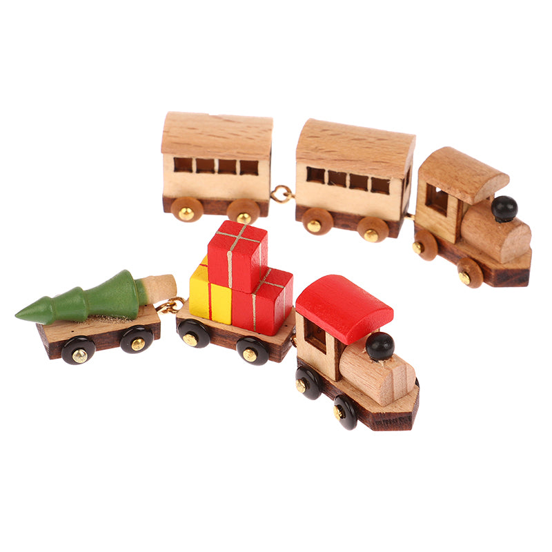 1PC Dollhouse Mini Wooden Car And Train Assembly Accessories Small Ornaments Micro Landscape For Doll House Decor Kids Toys
