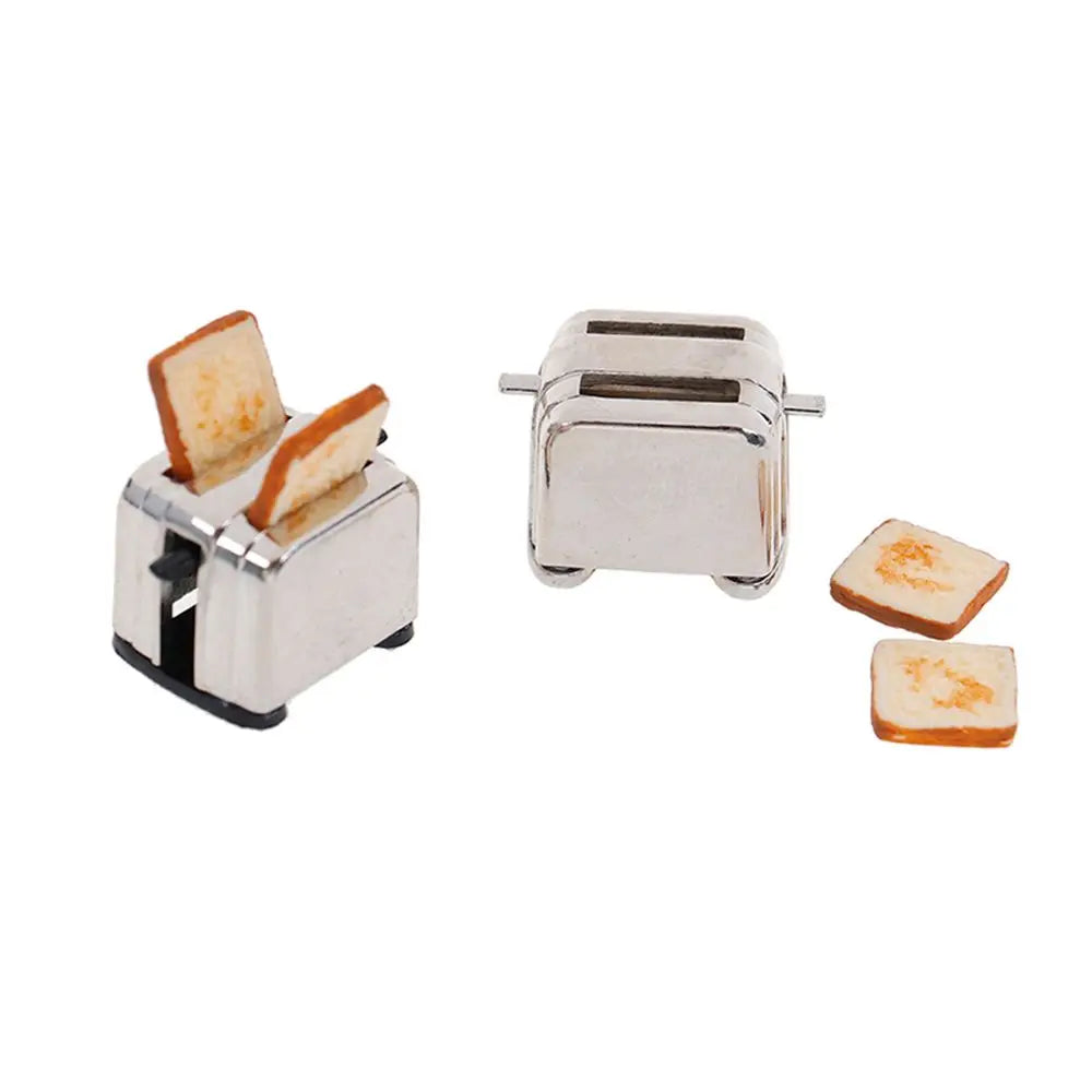 Cute Simulation Food Dollhouse Decorations Mini Kitchen Toy With 2PCS Bread Doll Accessories Miniature Toaster Toast Machine