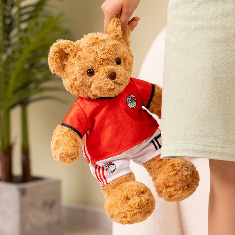 35cm Football Bear Plush Toy Cuddly Teddy Bear Soft  Stuffed Plush Animal Teddy Bear Doll Detachable jersey