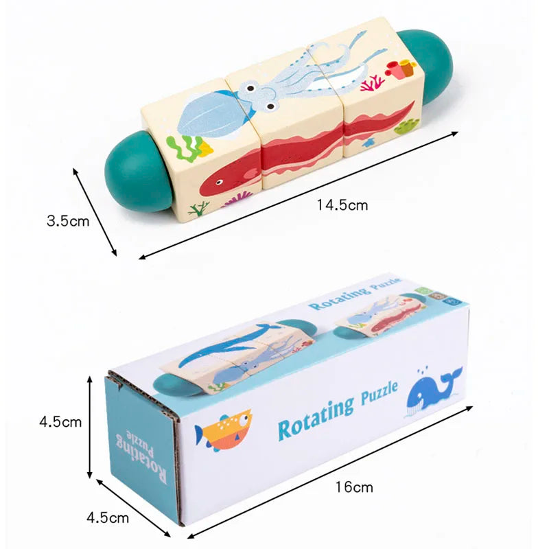 Wooden Forest Animals Marine Animals Rotating Puzzles Fine Motor Training Animal Cognition Matching Puzzle Educational Toys