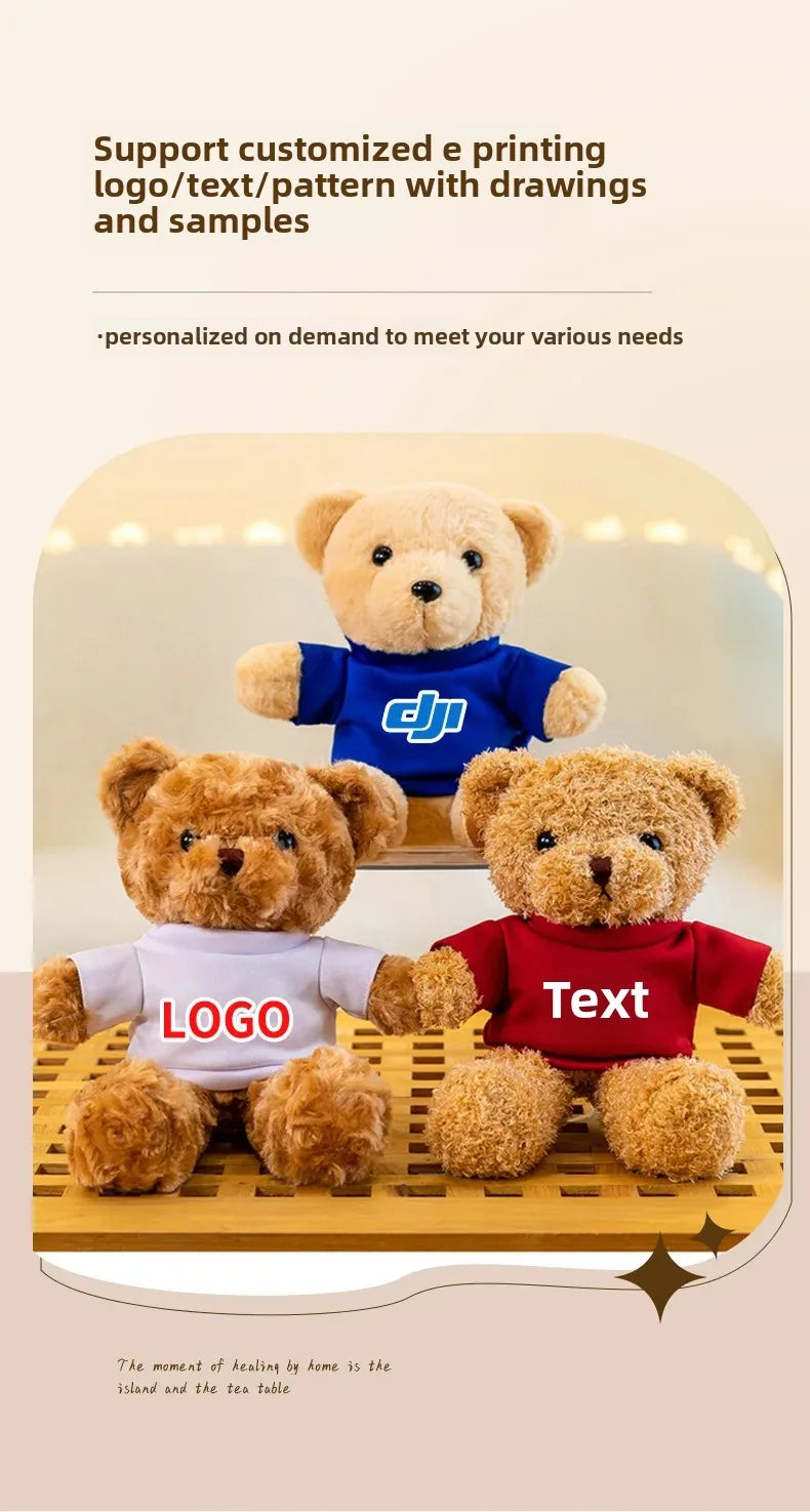 Teddy Bear Plush Doll Activity Gift Customizable Logo Small Bear Toy Stuffed Animal Soft PP Cotton Filling Made in China