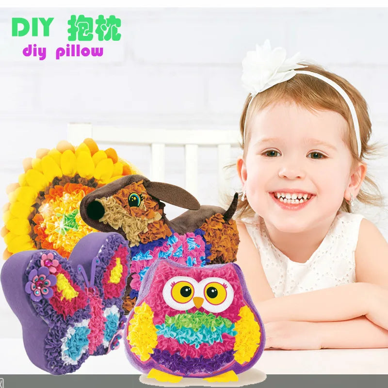 DIY Plush Pillow Children Handmade Pillow Material Package Soft Toy Kawaii Cute Doll Kids Puzzle Craft Toys Kits Gifts for Girls