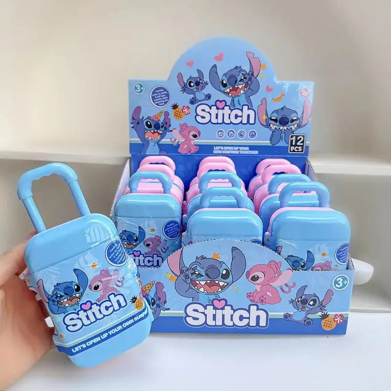 Disney 12pcs New Stitch  Blind Box Luggage Case Toy Blind Box Doll Educational Cartoon Cute Keychain Gifts