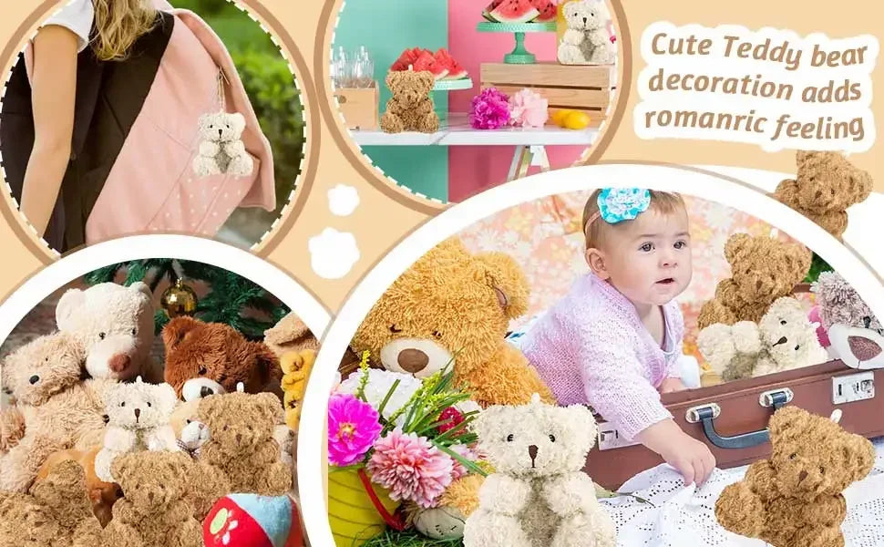 10-100Pcs Plush Mini Teddy Bear 4Inch Stuffed Animals Tiny Bears Mini Bear Soft Bear Doll for Party Favor DIY