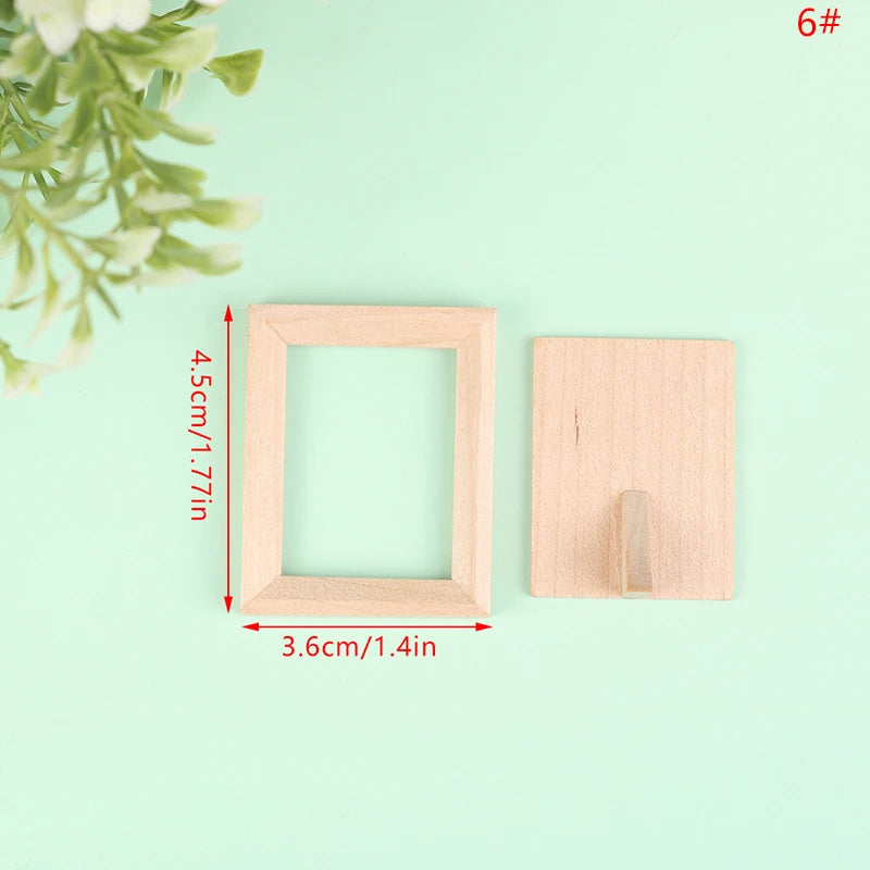 1:12 Dollhouse Miniature Photo Frame With Rear Cover Simulation Furniture Model Living Scene Decor Toy Doll House Accessories