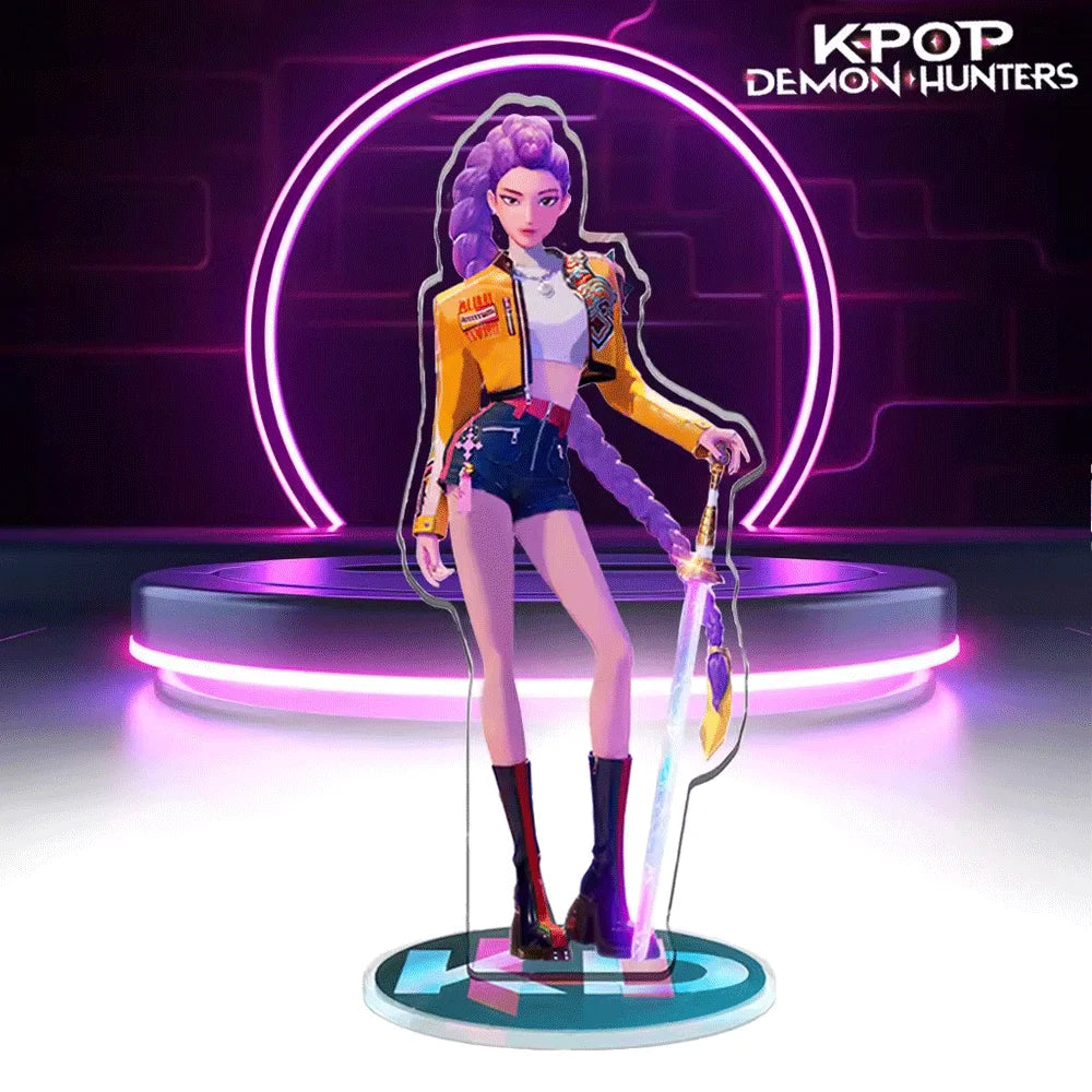 Anime KPop Demon Hunters Acrylic Stand Desktop Decor Cartoon Anime Figure Rumi Mira Zoey Sussy Dolls Fans Gift