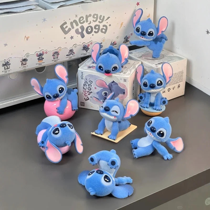 New Toptoy Disney Stitch Energetic Yoga Random Blind Box Series Flocked Figurine Cute Anime Peripheral Doll Collectible Gifts