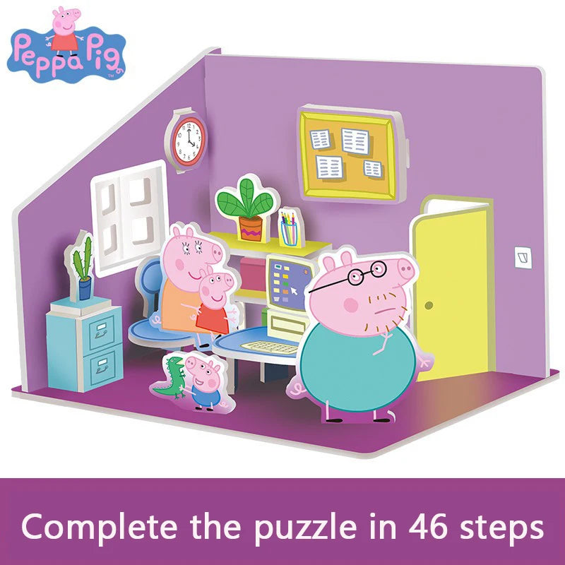 Peppa Pig Puzzle Three dimensional Children's Intelligence Enlightenment George Toys 3-6 Year Old DIY Handmade Gift