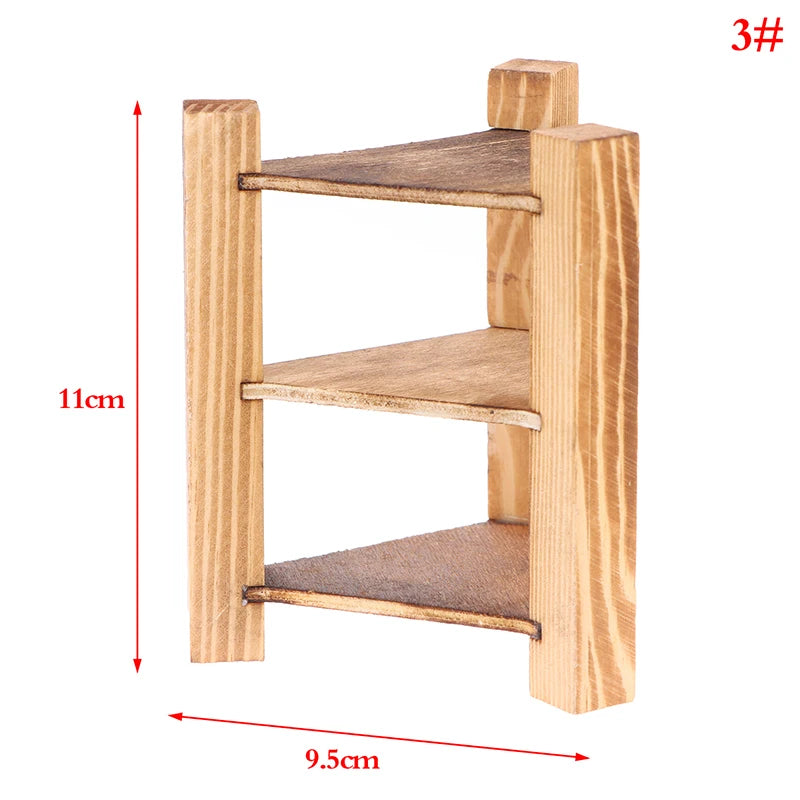1Pcs Dollhouse Miniature Bookcase Storage Rack Mini Wood Cherry Display Shelf Cabinet Cupboard Doll House Furniture Model Toys
