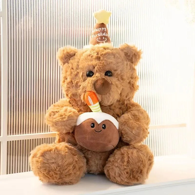 Cake Bear Teddy Bear Plush Toy Stuffed Animal Doll for Girls Valentine's Day Birthday Gift