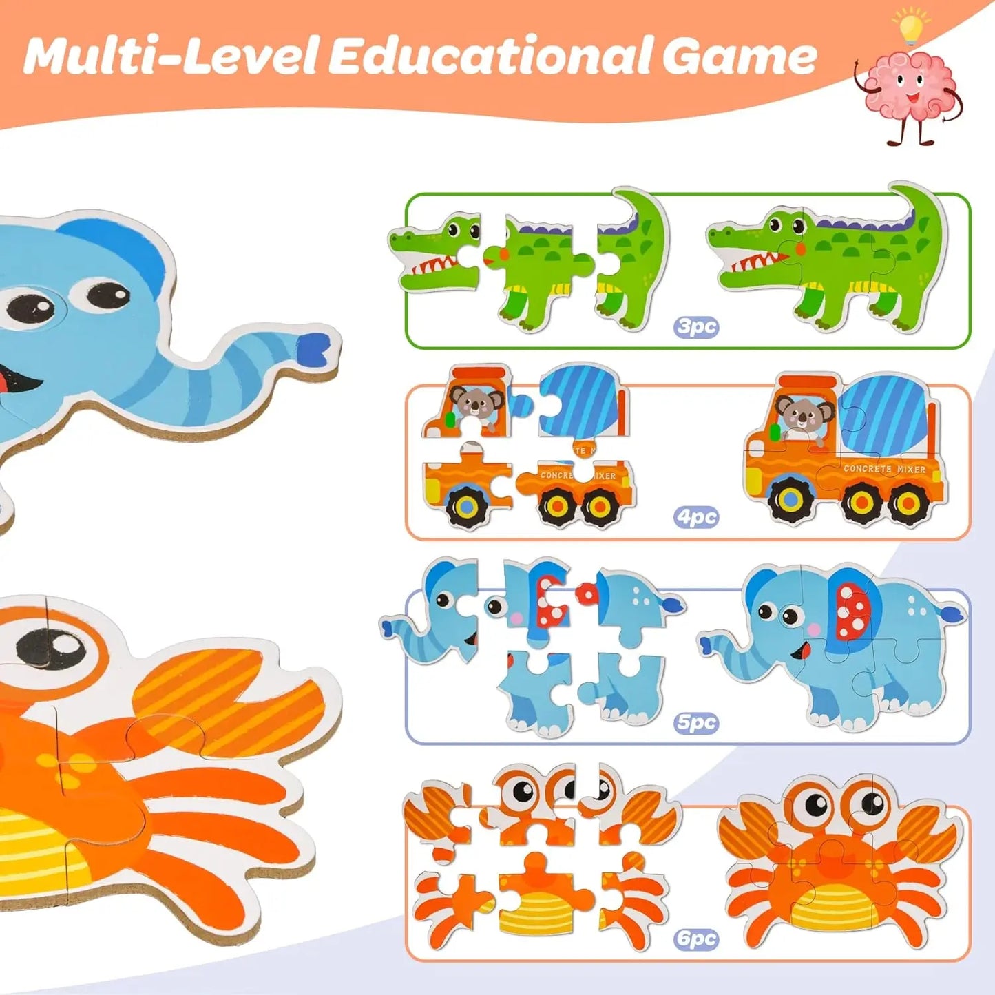 Montessori Baby Puzzle Educational Toys Wood 3D Puzzle Games Iron Box children Puzzles Jigsaw Wooden Puzzles For Kids 2 3 4 Year