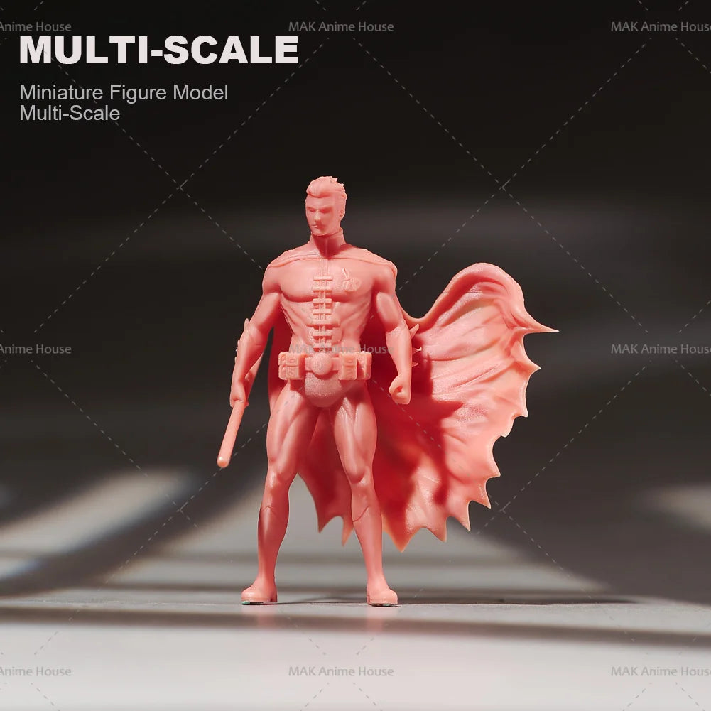 Miniatures 1/18 1/24 1/64 1/43 1/87 Sunglasses Cloak Male Hero Comic Figure Doll Unpainted Model Home Decoration Scene Car Toys